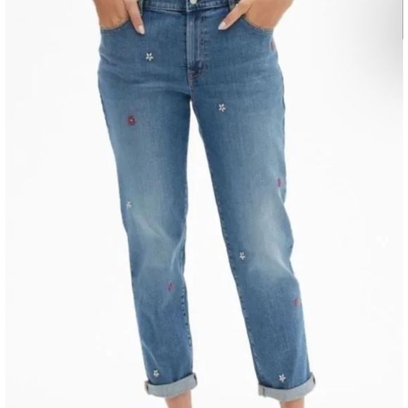 GAP Denim - 0086 GAP Girlfriend Daisy Embroidered Jeans Size 16 33